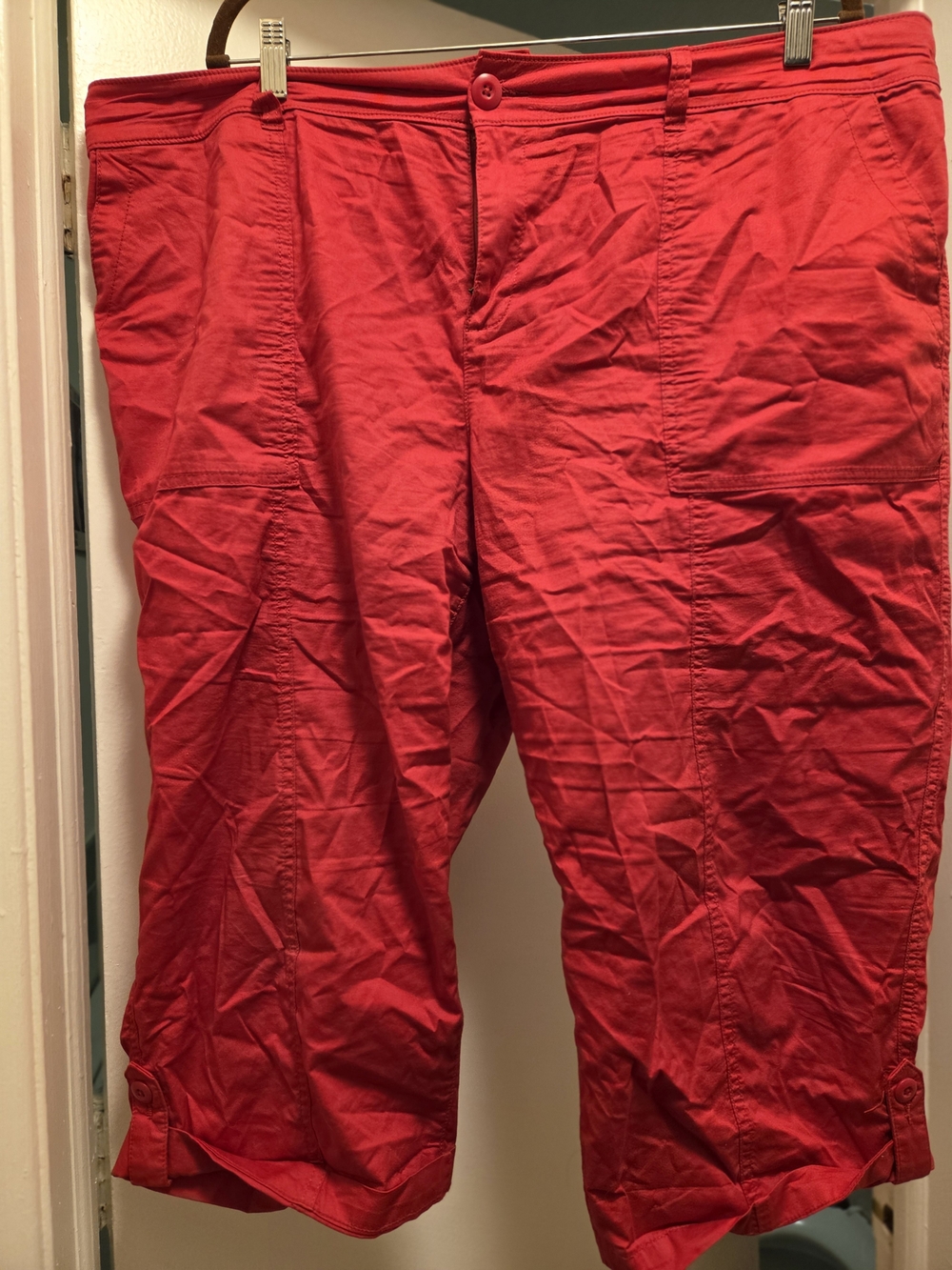 Lane Bryant Bright Red Cargo Capri Pants
